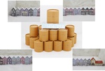 W6 Adventskalender Pappröhren befüllt Betonhäuschen H 6cm T 2cm komplette Länge 77cm